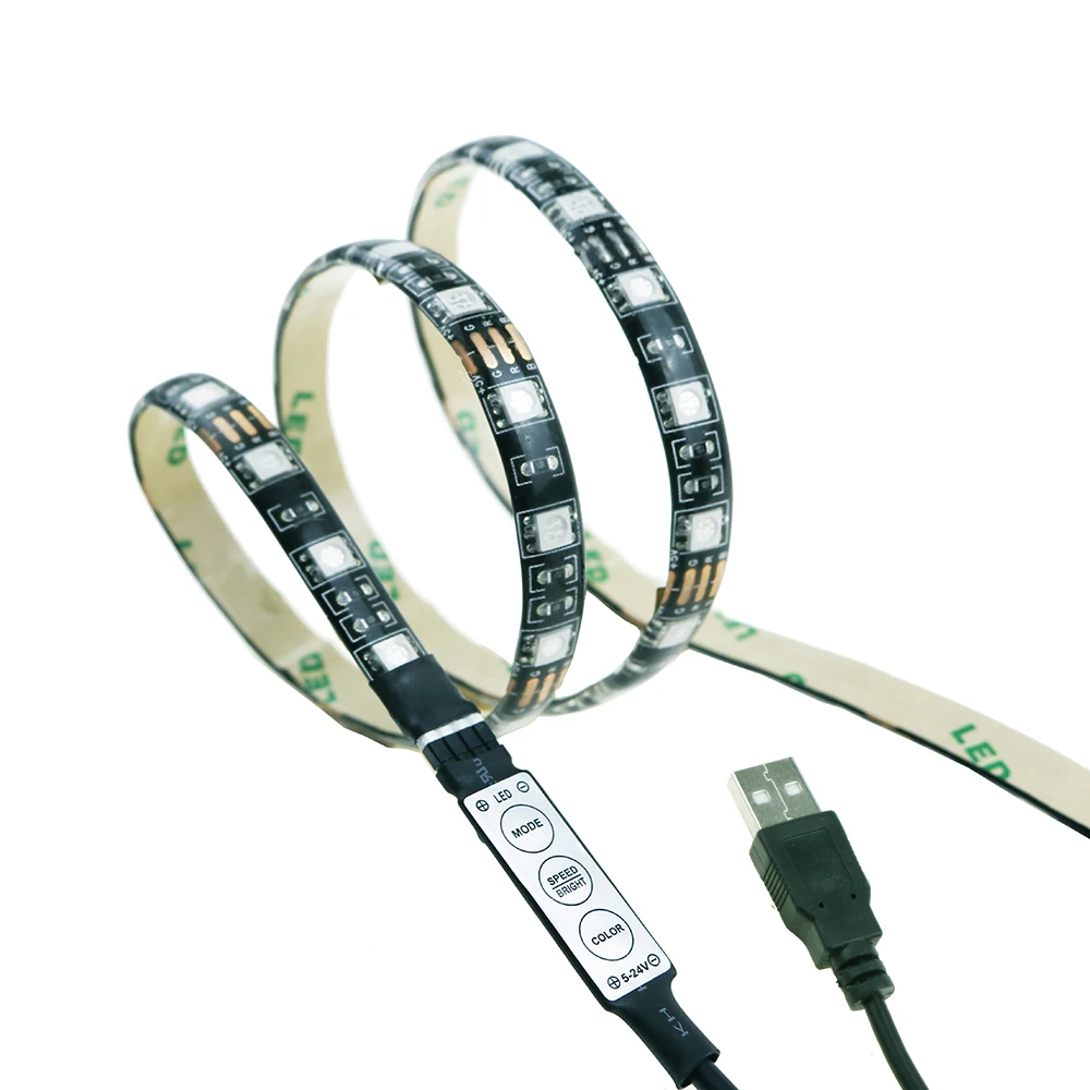 

5V USB Led Strip 60led/M 5050 Chip RGB Color with Controller Waterproof tiras for TV Background Computer home car Bike decor IQ