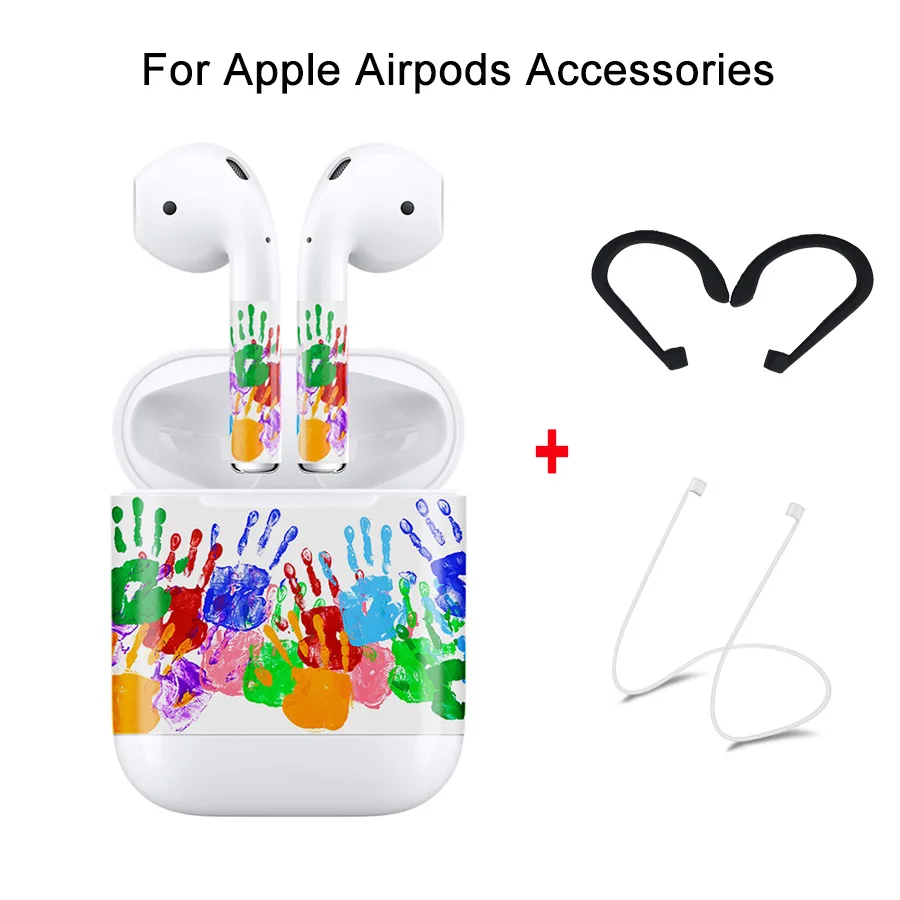 Набор аксессуаров для Apple AirPods Защитная Наклейка для кожи и анти-потерянный ремешок и ушной крючок для Airpods Bluetooth беспроводной наушник