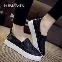 HIBISMIX/женские лоферы; сезон весна; расшитая блестками Тканевая обувь на плоской платформе; женская обувь без шнуровки; женские слипоны на толстой подошве; повседневная обувь на плоской подошве; 1051