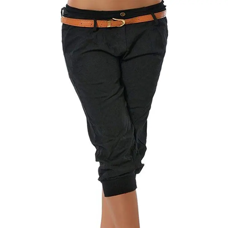 Capri Pants Women Fashion Streetwear Casual Solid 34 Harem Pants Low Waist Slim Black Pencil Pants Clothes Plus Size S-5Xl (2)