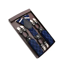 Tirantes de piel auténtica para hombre, 6 Clips, Vintage, informal, para fiesta de boda, 3,5x120cm, tirantes para pantalones, Regalo para marido