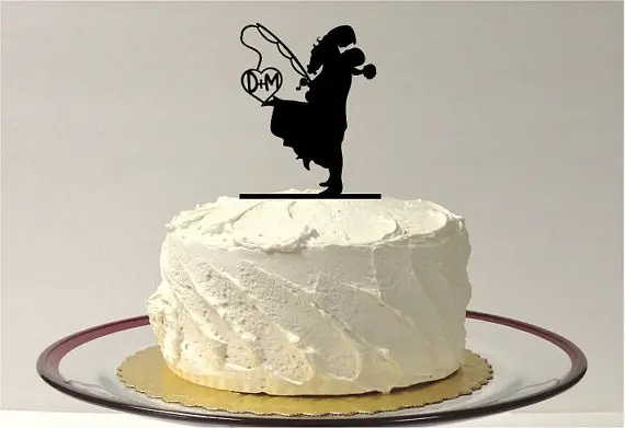 Acrylic Fishing Themed Custom Name Birthday Cake Toppers Wedding