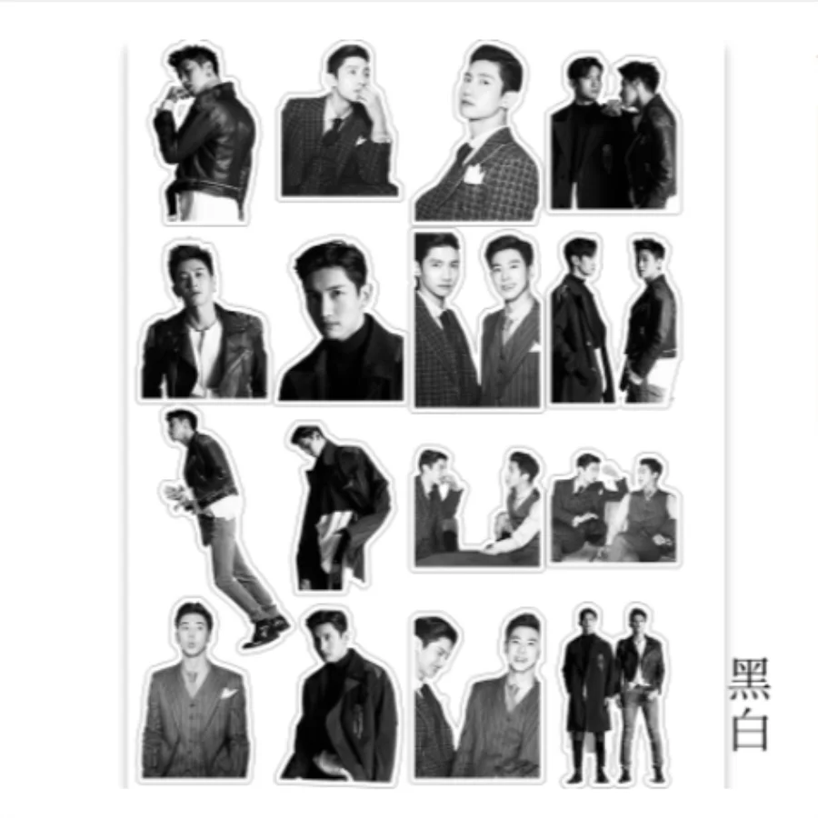 Kpop TVXQ Cute Adhesive Photo Sticker for Luggage Laptop Shim Changmin Jung Yunho Notebook Mobile Phone Decorative Sticker - Color: B