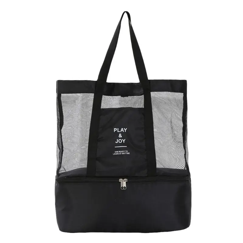 

Unisex Women Men Mesh Transparent Bag Double-layer Heat Preservation Picnic Beach Large Capacity Bags Organizer