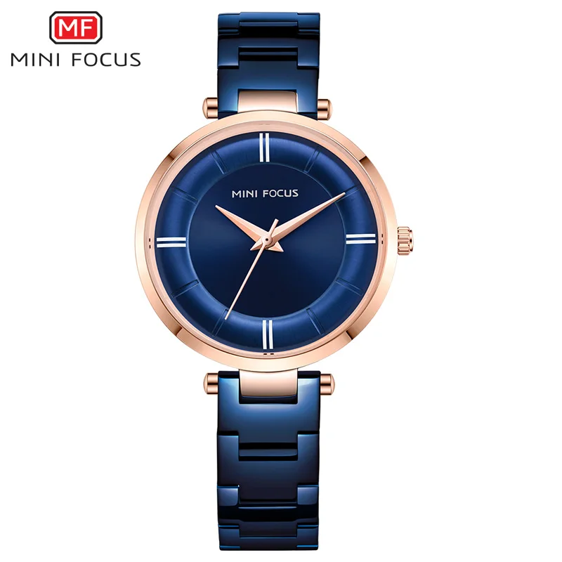 MINI FOCUS Women's Stainless Steel Dress Watches Simple Luxury Quartz Wristwatch for Lady Woman Relogios Femininos 0235Blue rose MINI FOCUS Women's Stainless Steel Dress Watches Simple Luxury Quartz Wristwatch for Lady Woman Relogios Femininos 0235Blue rose