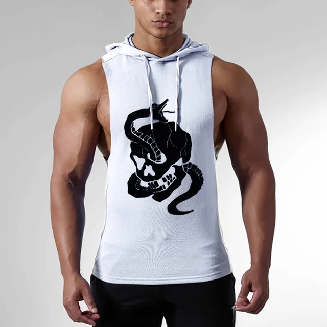 Brand Summer hooded Mens Running Shirts Quick Dry Man Gyms Fitness Tank Top Men Sport Solid Slim Jogger Bodybuilding Vest 3