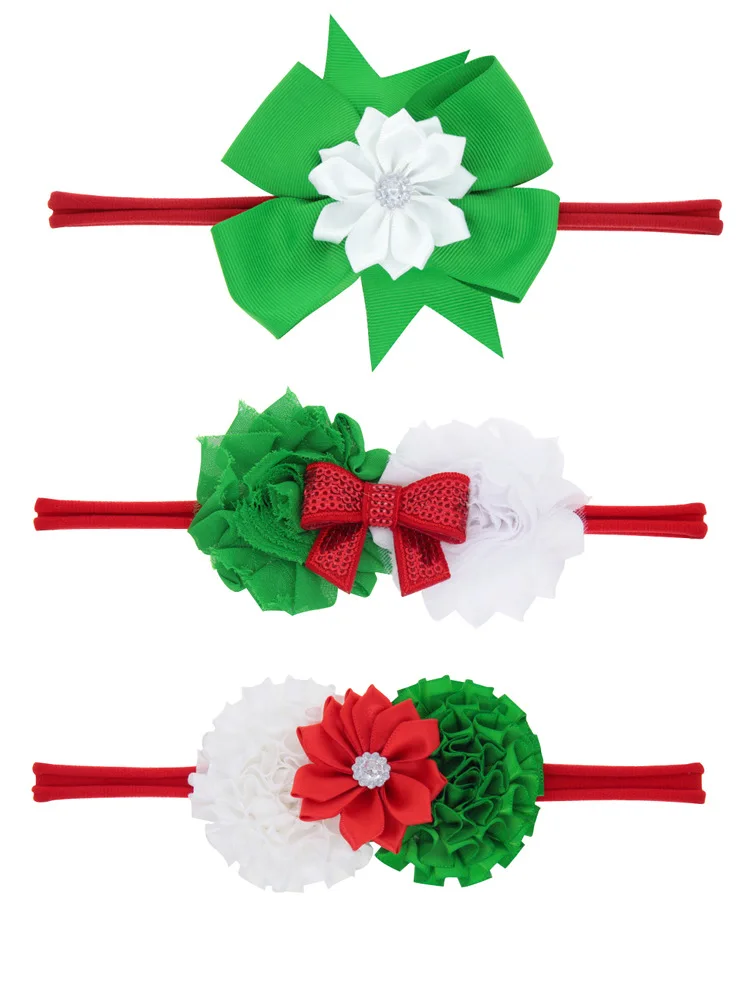 

headwear baby headband Children hair Bows Elastic Hair Band girls big nylon Headbands Christmas girls hair accessories 3pcs/lot