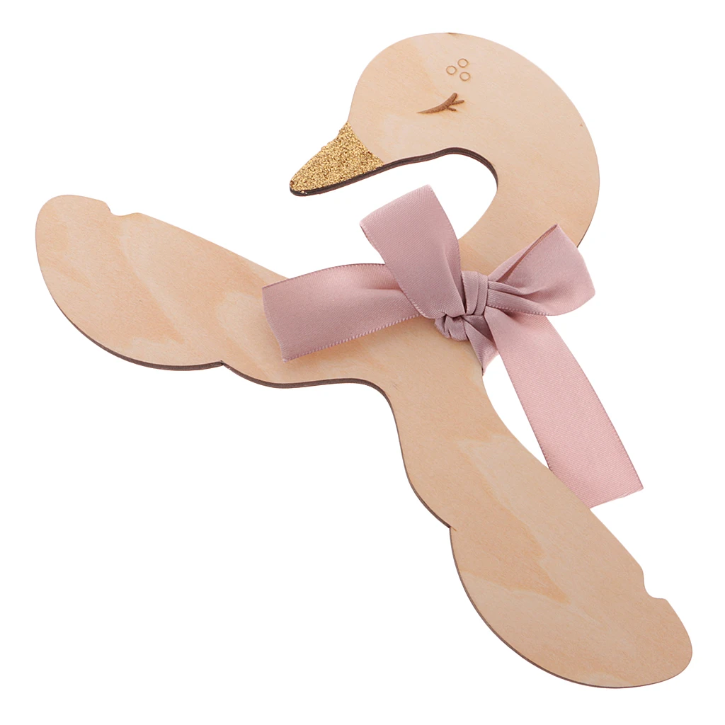 Kids Baby Animal Carton Swan Wooden Clothes Hanger Rack Home Room Nursery Decor