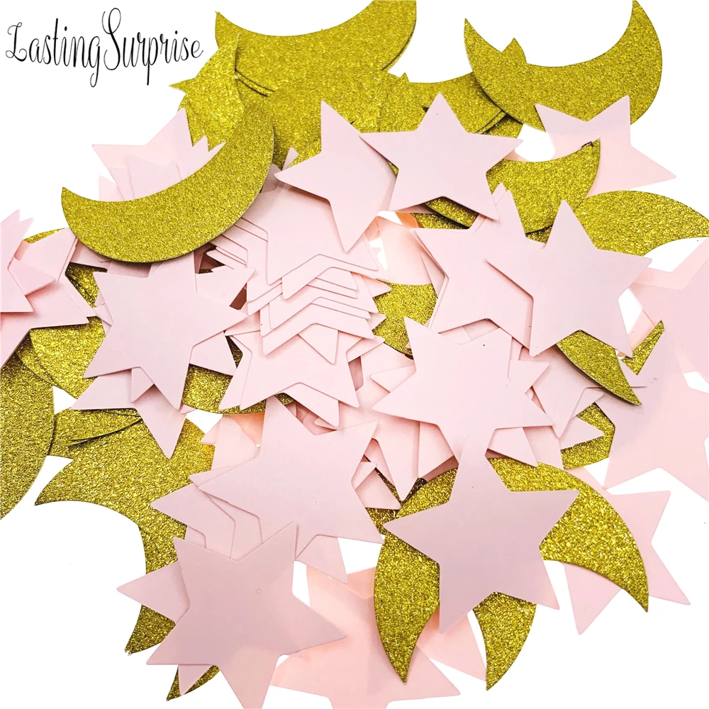 100 шт луна звезда бумага конфетти для дня рождения Eid Таблица блестящие конфетти 3 см ИД Мубарак Рамадан Карим украшения