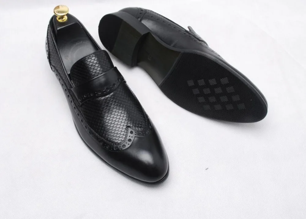 Des as Slip Printemps 2018 Black Sur Piste Hommes De Serpent Robe Mariage Cuir En Chaussures Pic Peau Mâle Richelieus Bureau Oxford 1HZOqxn