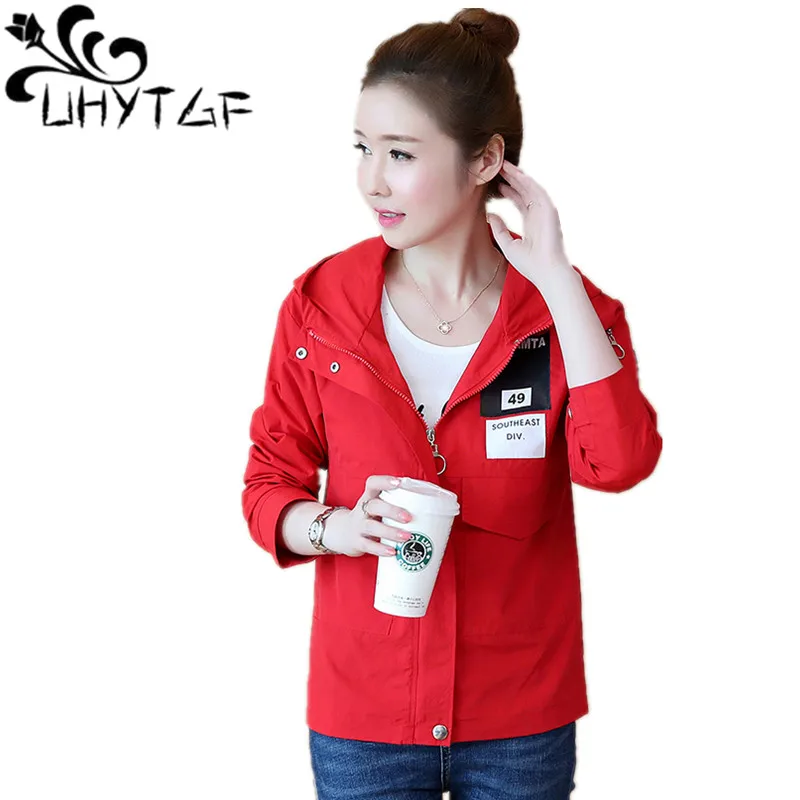 

UHYTGF Women Basic jackets Women's Wild Jackets Korean Jackets fashion Famale 2019 Spring autumn New windbreaker Hooded top X216