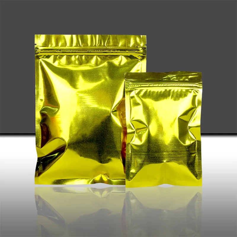 

DHL Resealable Gold Aluminum Foil Zip Lock Bags Tea Food Snack Powder Packaging Zipper Pouch Self Seal Ziplock Mylar Packets Bag