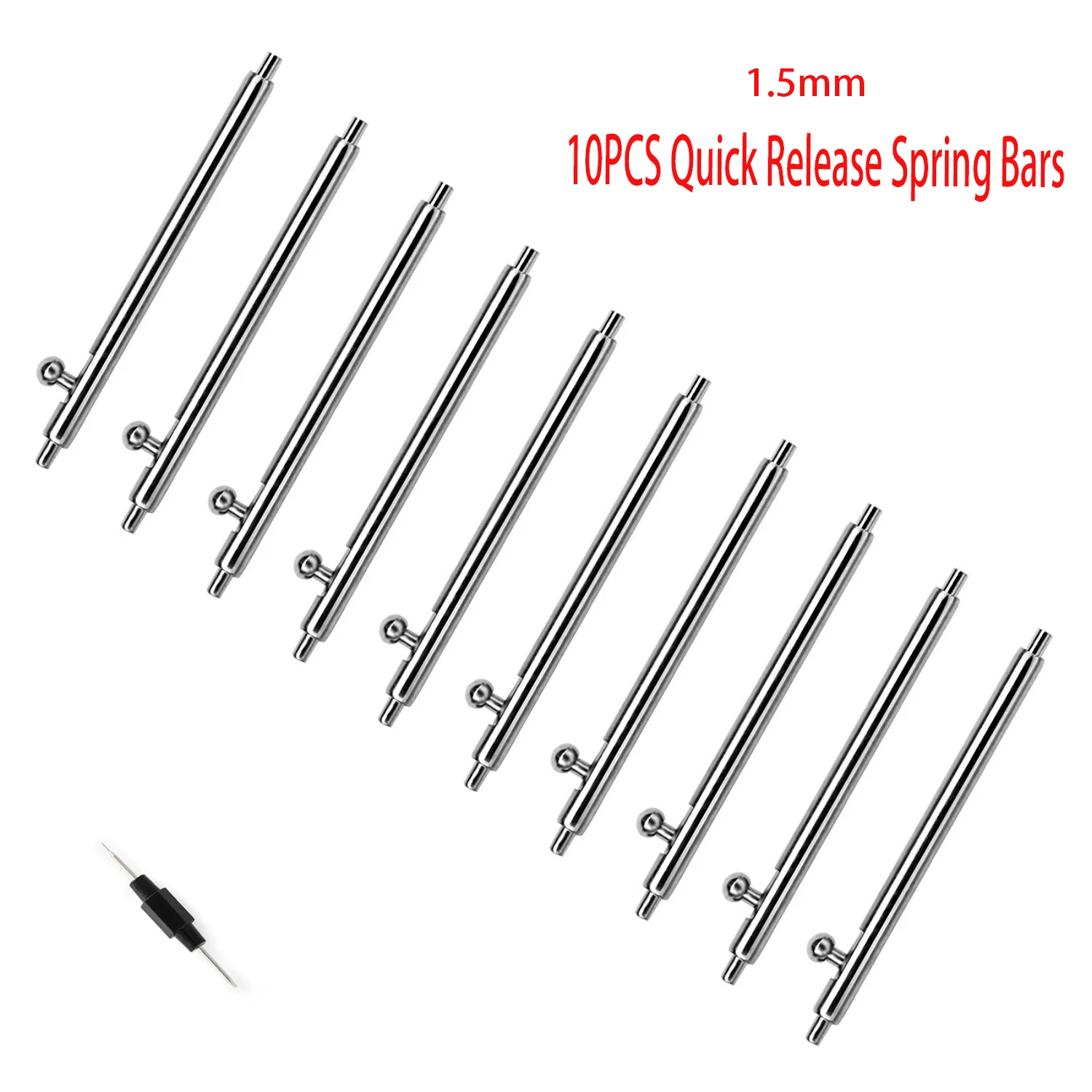 

10PCS 18mm 20mm 22mm 24mm Quick Release Spring Bars Watch Band Pins Diameter (1.5mm) with Remover Repail Tool for Smart Watch