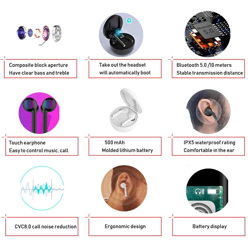 YUNAO Wireless Bluetooth earphone CVC intelligent noise reduction TW40 sports Earphones Touch earbuds With charging box HD mic YUNAO Wireless Bluetooth earphone CVC intelligent noise reduction TW40 sports Earphones Touch earbuds With charging box HD mic