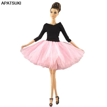 

Black Pink Elegant Ballet Dress For Barbie Doll Outfits Clothes Party Dresses Clothes For Barbie Doll 1/6 Dolls Accessories