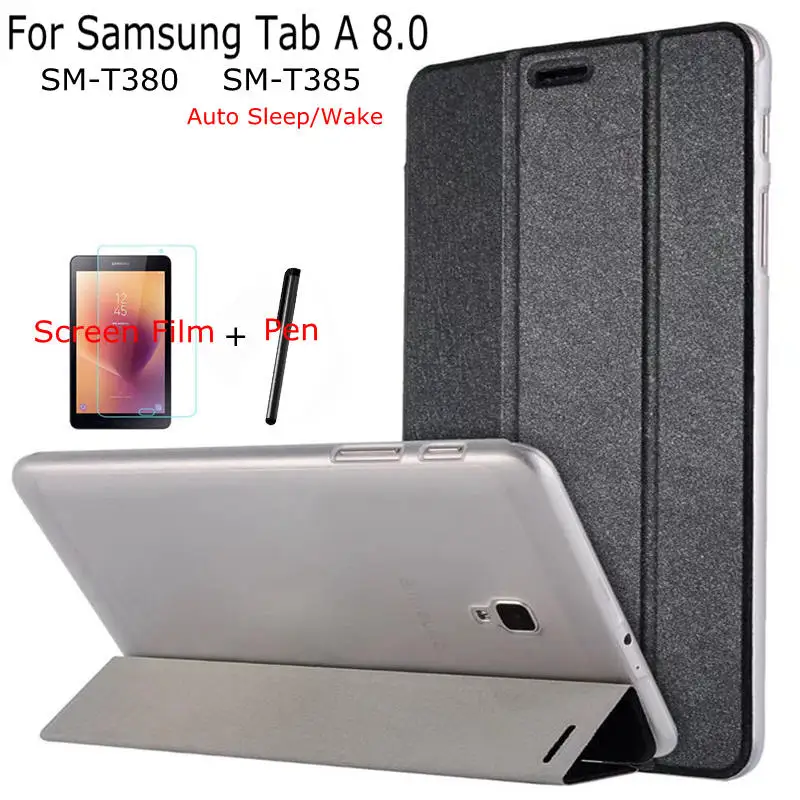 Ультратонкий чехол для планшета Samsung Galaxy Tab A 8 0 T380 T385 2017 умный из искусственной