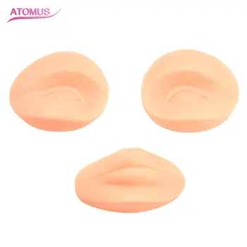 

3pcs Tattoo Practice Skin 3D 2 Eyes 1 Fake Lips Synthetic Skin For Professional Permanent Makeup Microblading Tattoo Accessory