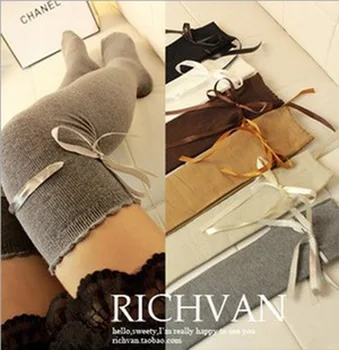 

2019 New Japanese sweet lace ribbon over knee socks cotton high socks CSWZ-04
