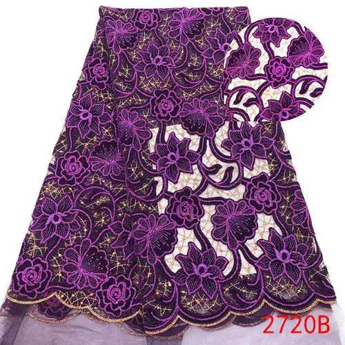 picture 3 Organza Lace in Switzerland, Hot Selling African Tulle Lace Fabric, Embroidered Flower for Wedding Dress Fabric ks2720B - Цвет: picture 3