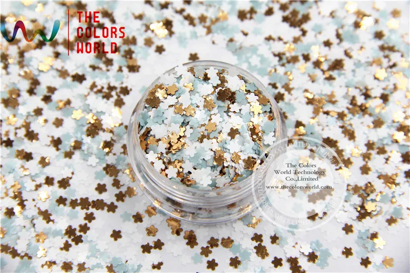 

FHM3-297 Mix Colors Flower shapes Metallic luster 3.0MM Size Glitter for nail art makeup and DIY decoration