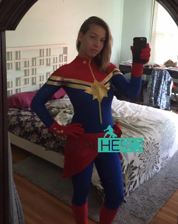 Женский костюм супергероя Ms.Captain Marvel Carol Danvers для Хэллоуина вечеринки косплея