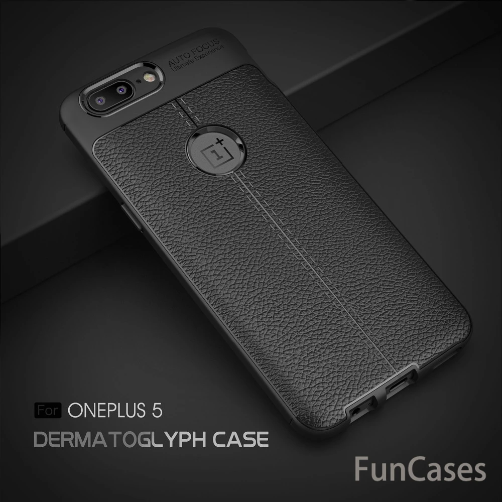 Оригинальный мягкий углеродного волокна силиконовый чехол для Oneplus 5 кожаный Coque