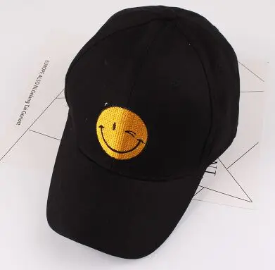 Корейская мужская спортивная бейсбольная кепка с вышитыми буквами,, повседневная хлопковая кепка в стиле хип-хоп, Женская кепка, Кепка с изогнутым козырьком - Цвет: Smile black