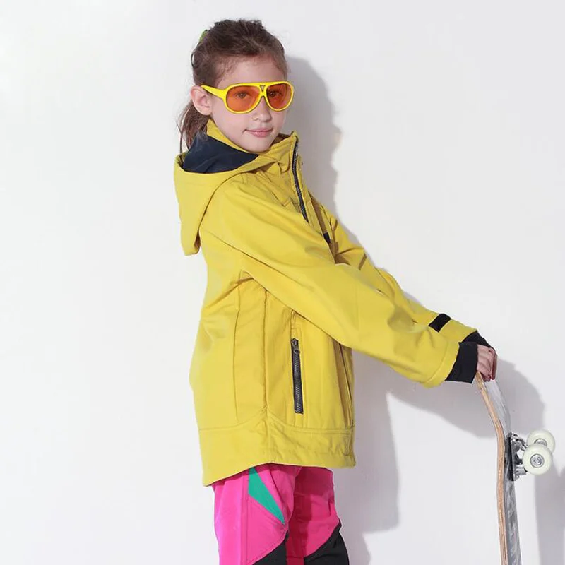 

Boys Girls Hooded Jacket Tops Sportswear Winter Windbreaker For Teenage Softshell Outerwear Kids School Clothes Children Coats