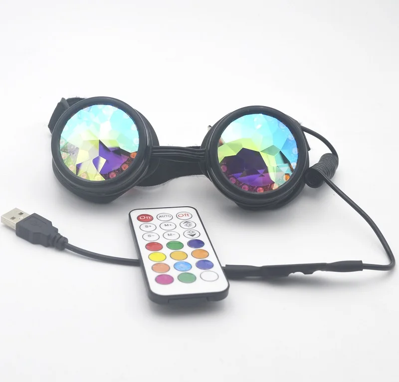 Модные пиксельные светодиодные очки с калейдоскопом стеклянные линзы