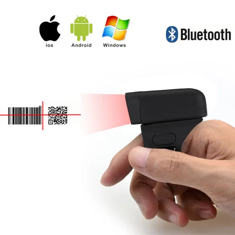 Складской сканер пальца Bluetooth беспроводной сканер штрих-кодов Мини карманный портативный переносной кольцевой QR 2D сканер штрих-кодов