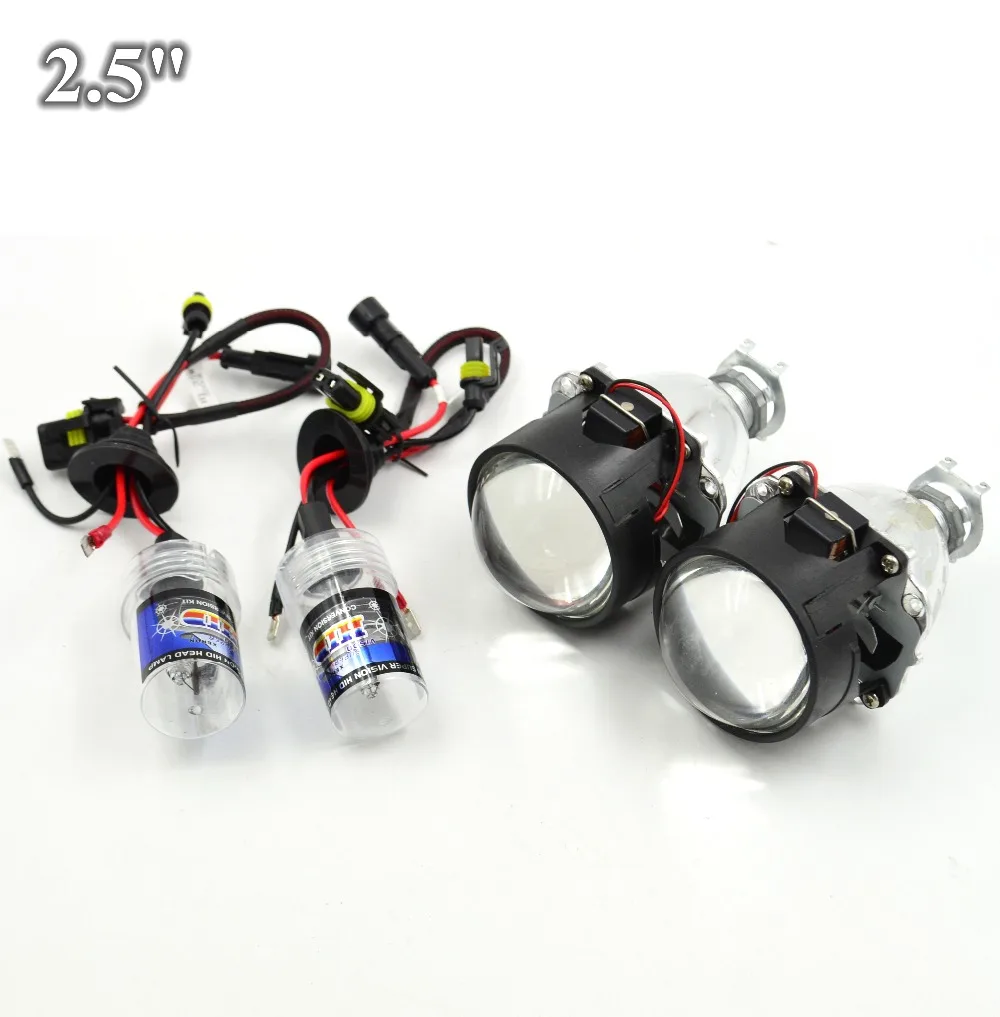 2pcs 2 5 inch H1 Bixenon bi xenon Projector lens with hid xenon bulb H1 H4