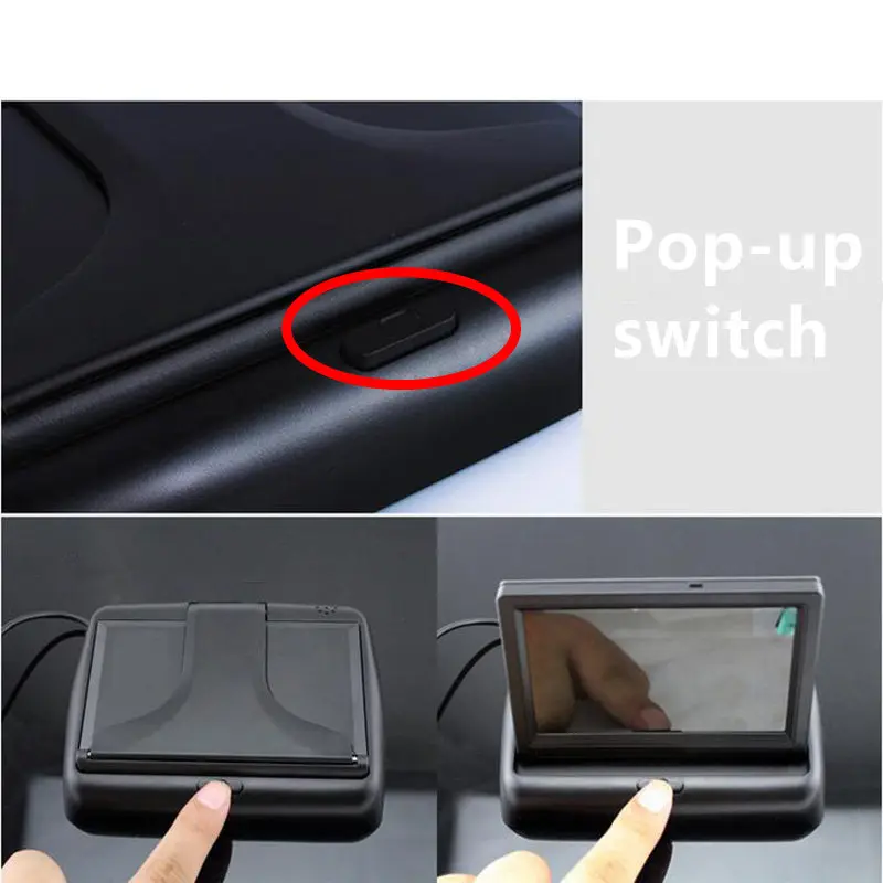 GSPSCN Night Vison Rear View Backup Camera With 4.3 inch Color LCD Car Video Foldable Monitor Kit Car Auto Parking Assistance