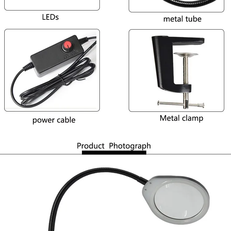 Hands-free Loupe Гибкая рукоятка 5X 8X 10X дополнительная увеличительная стеклянная лампа 2 в 1 светильник ed лупа Настольная лампа регулируемый светодиодный светильник