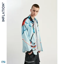 INFLATION уличная одежда мужские рубашки с длинным рукавом Уличная одежда рубашки свободные рубашки Осенние новые мужские рубашки с цифровой печатью 92150W