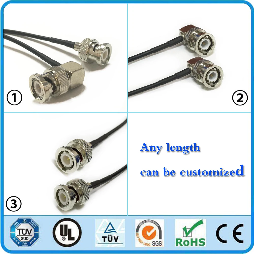 RG174 BNC Male to Male 3Ft Jumper Coax Cable 50ohm Video /& CCTV Camera 4Pcs