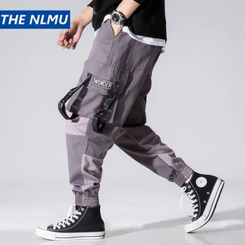 

Streetwear Cargo Pants Men Jogger Sweatpants Patchwork Pants Elastic Waist Pocket 2019 Fashion Autumn Pant Male HZ042