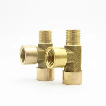 

1/8" 1/4" 3/8" 1/2" BSP Female x Female x Male Thread Tee Type 3 Way Brass Pipe Fitting Adapter Coupler Connector