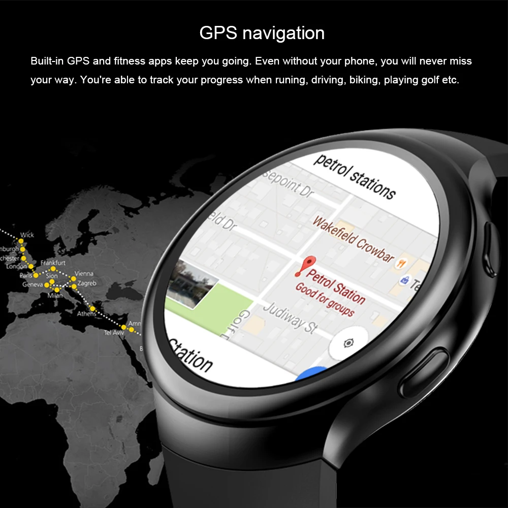 LEMFO LES2 Smart Watches Smartwatch Android 1GB + 16GB Watch Phone Heart Rate Monitor GPS Wifi Bluetooth Wristwatch