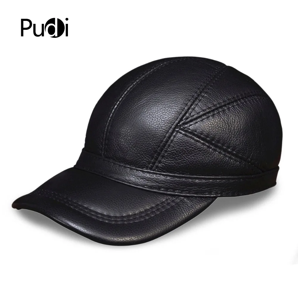 

HL030 MEN'S genuine leather baseball cap hat brand new cow skin warm caps hats