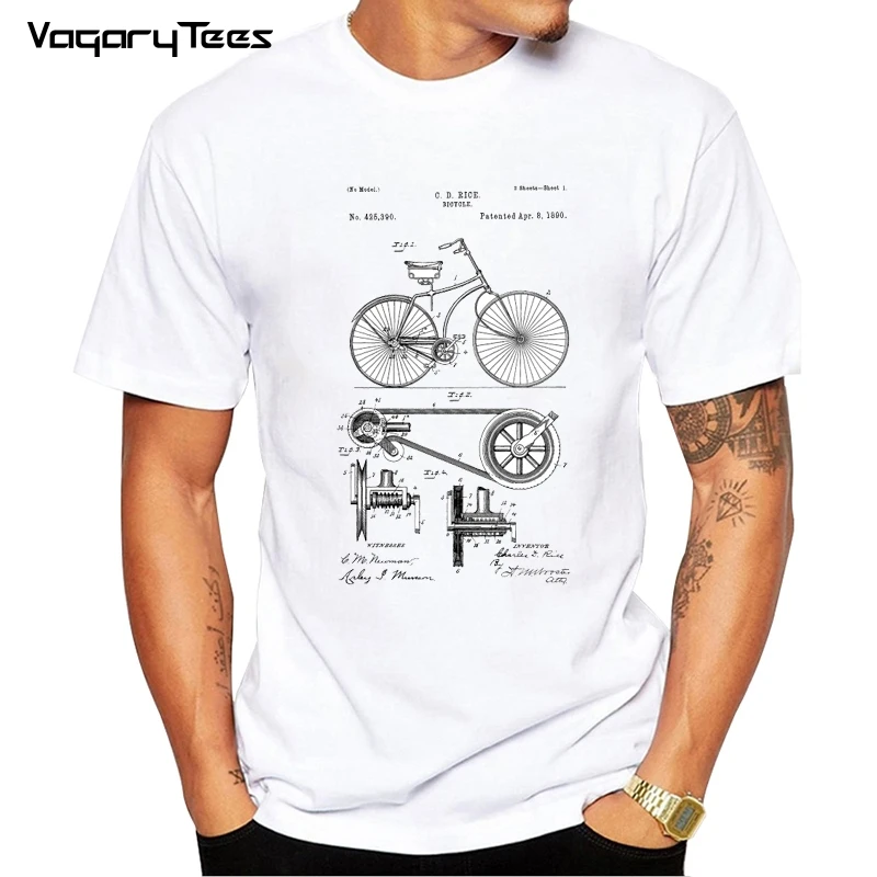 Мужские футболки с принтом в виде велосипедного анализа, повседневные хипстерские топы, модные мужские футболки с коротким рукавом для велосипеда 1899 - Цвет: 2489