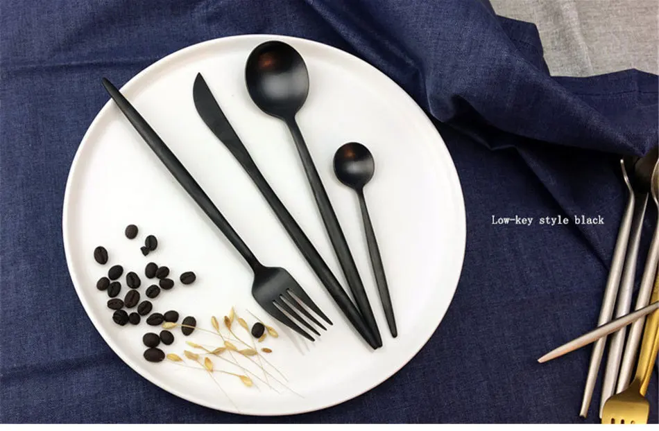 Brand Dinnerware Set Stainless Steel Cutlery Set 4 Pieces Black Knife Fork Set Tableware Gold Silver Cutleries Western Food Set (1)