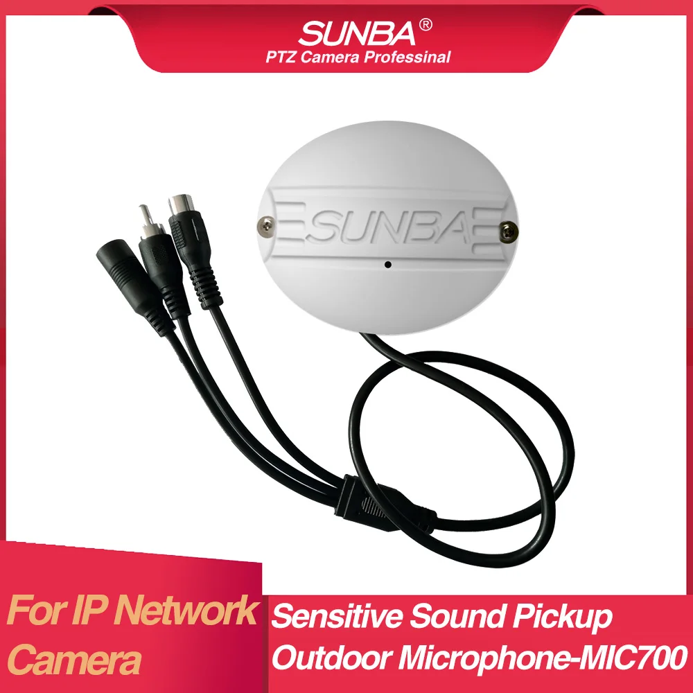 Sunba Outdoor Microphone for IP Security Cameras High Sensitivity Audio Pick-up with Warning Decal-No Screws
