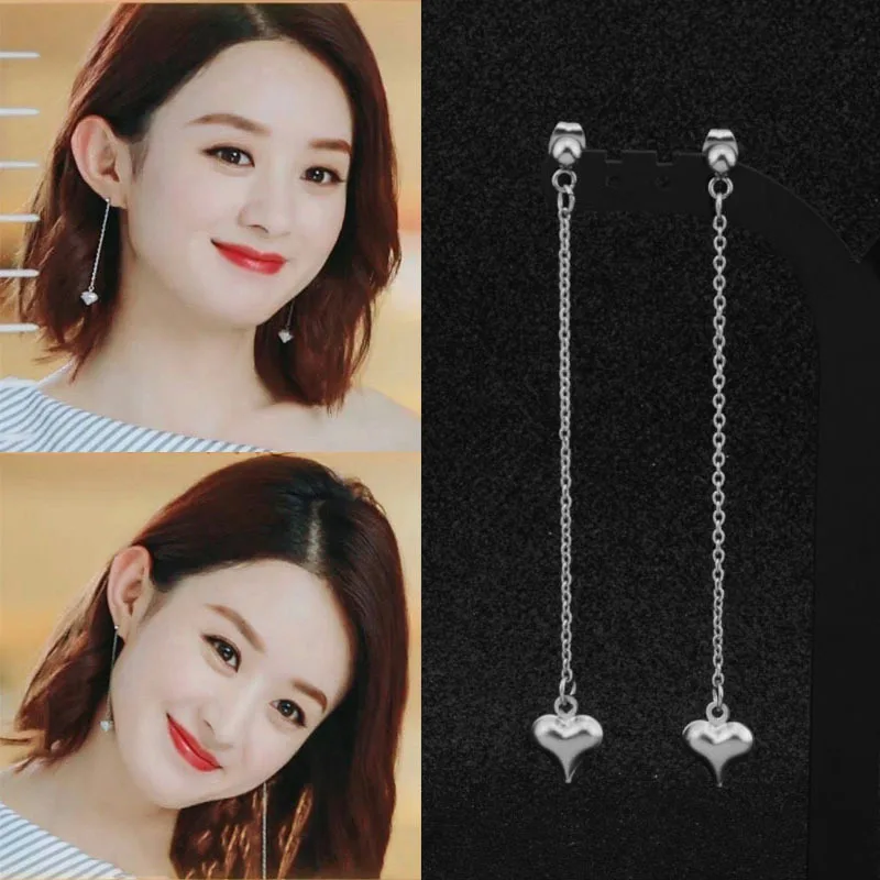 

Punk KPOP DNA Korean Star 1 pair heart-shaped love Chain Stainless Steel Stud Earrings For Women and men Fashion Jewelry