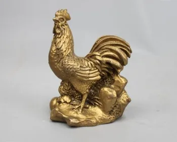 

China Brass Copper Fengshui Twelve Zodiac Rooster Cock Attract Wealth Statue