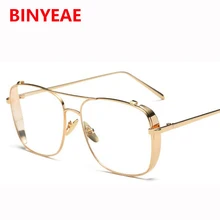 Золотая квадратная оправа для очков Мужская брендовая оптика очки от близорукости Nerd чистые прозрачные очки металлические негабаритные женские очки