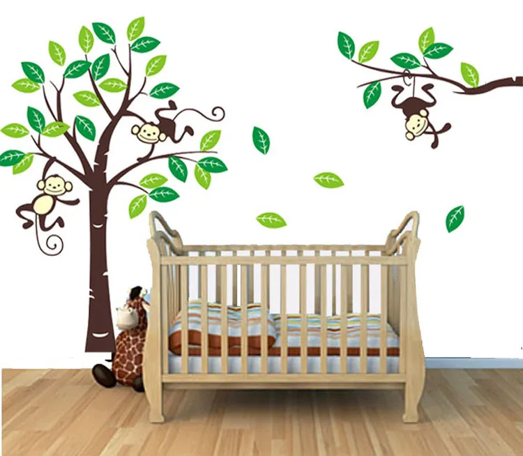 custom personalised name monkey tree wall art stickers kids nursery