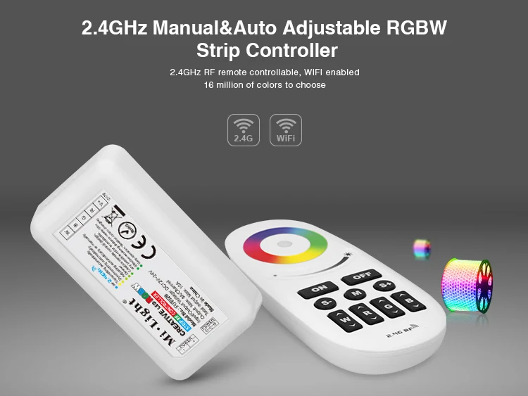 

Mi Light 2.4G RF LED RGBW controller for RGBW LED Strip,. DC12-24V singal transmission and group synchronization FUT028