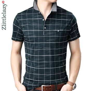 

2019 brand casual summer plaid short sleeve polo shirt men poloshirt jersey pocket mens polos tee shirts dress fashions 32565