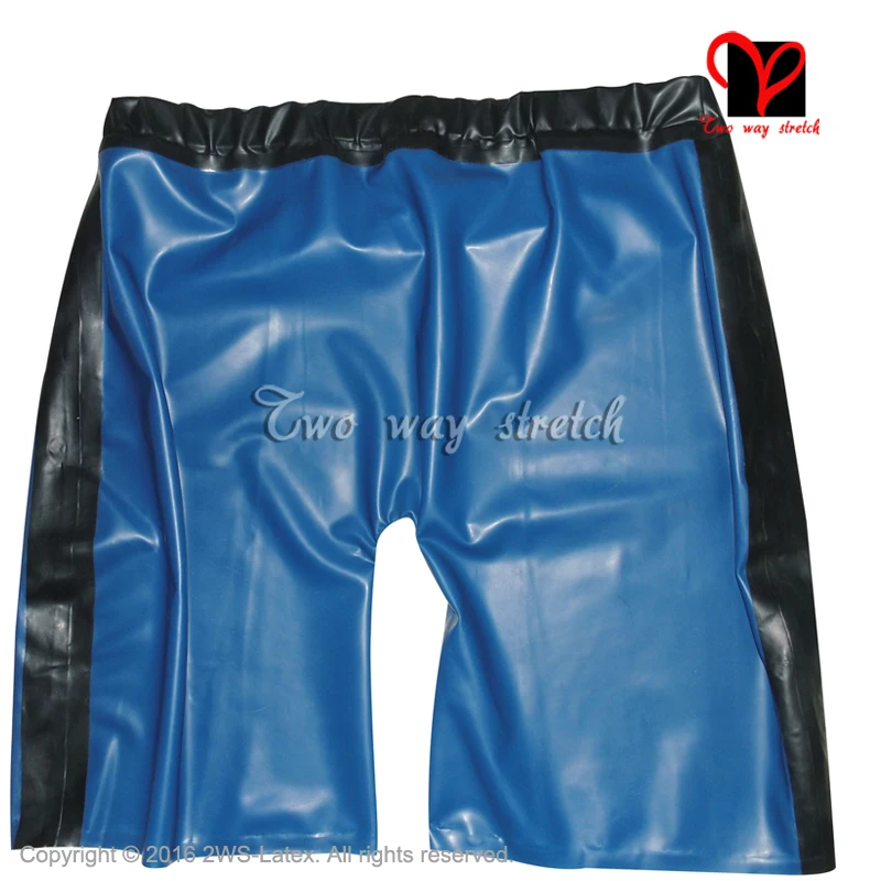 Бермуды латекса резинки полосами двух сторон сексуальные трусики Long Leg Boxer короткие резиновые горячие Штаны hotpant снизу трусики KZ-066