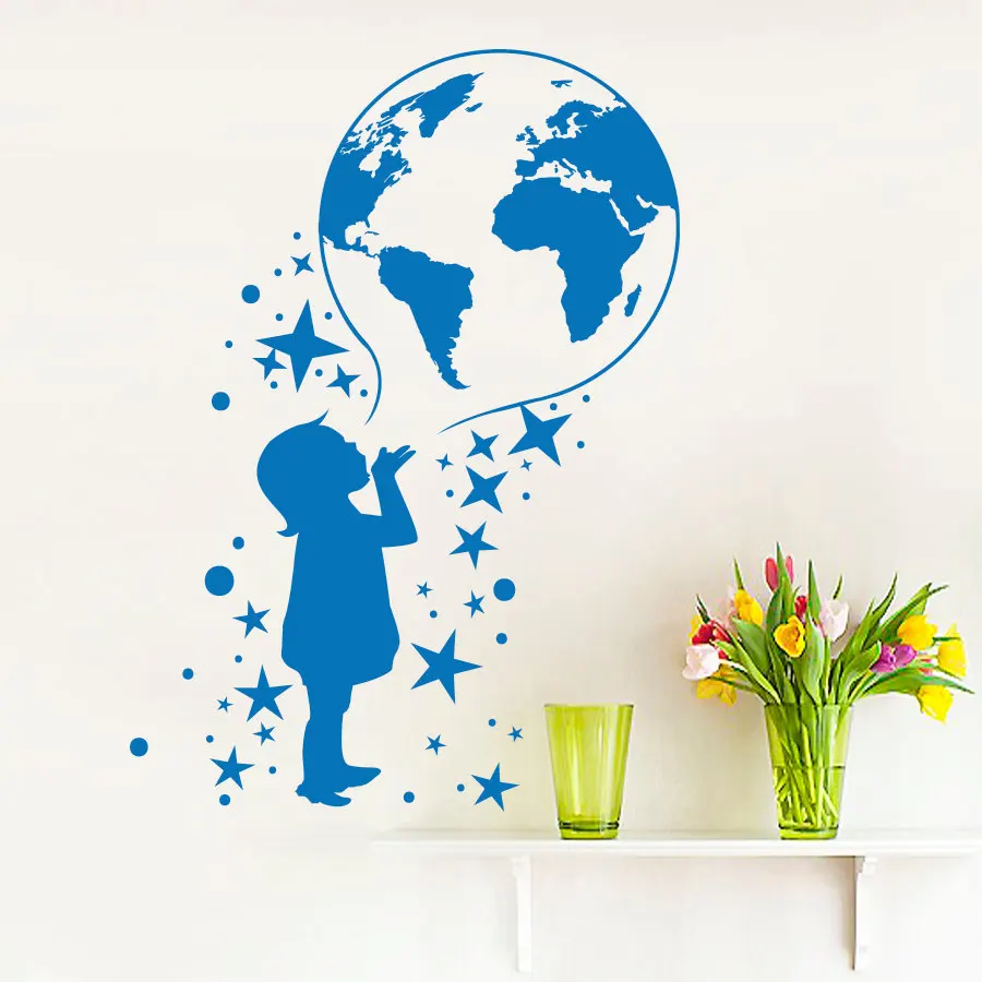 Wall Decals World Map Wall Stickers For Kids Rooms Posters Removable